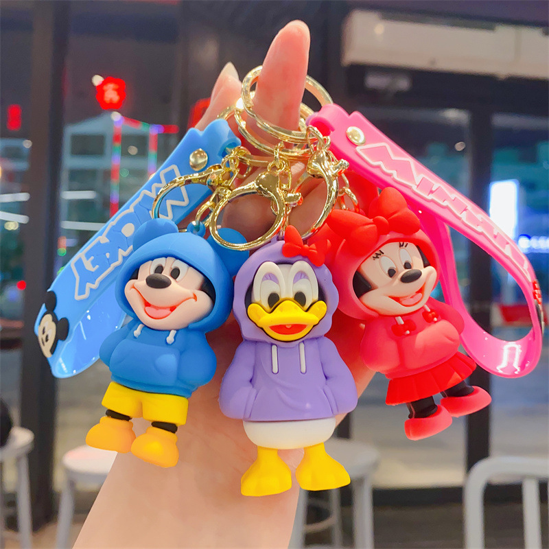 New Cute Cartoon Mickey Mouse Donald Duck Keychain Handbag Pendant Car Key Chain Pendant Ornaments for Couple Gift