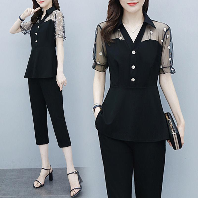 胖妹妹遮肚显瘦套装大码女装2024夏装宽松韩版新款网纱两件套女潮