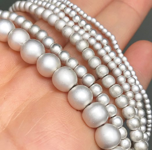 跨境电镀黑胆铁石磨砂银色色圆珠穿孔 diy半成品手链饰品配件