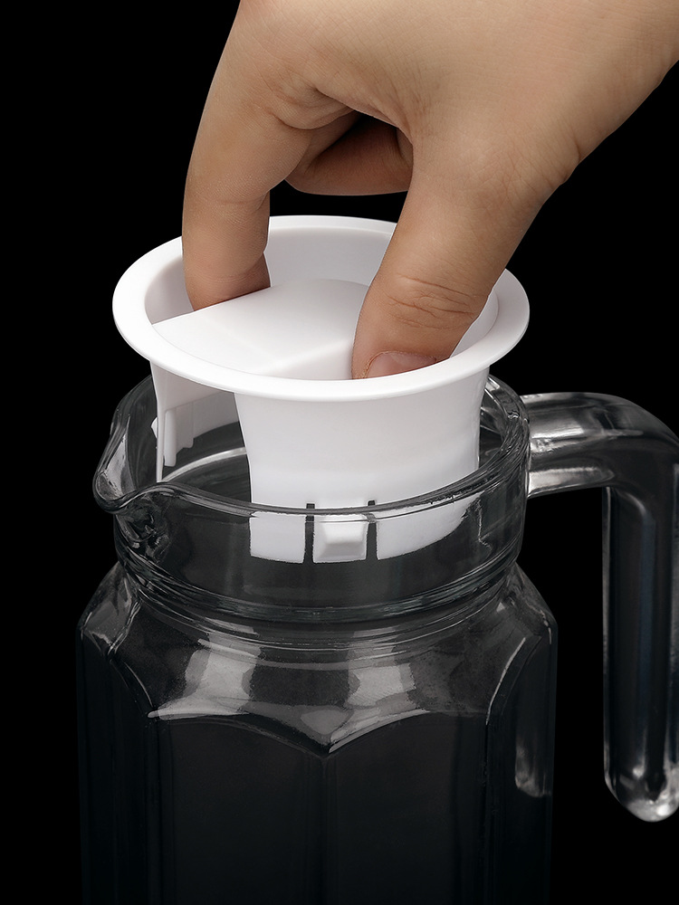 玻璃水瓶杯盖白色塑料配件冷水壶凉水壶八角条纹扎壶盖子