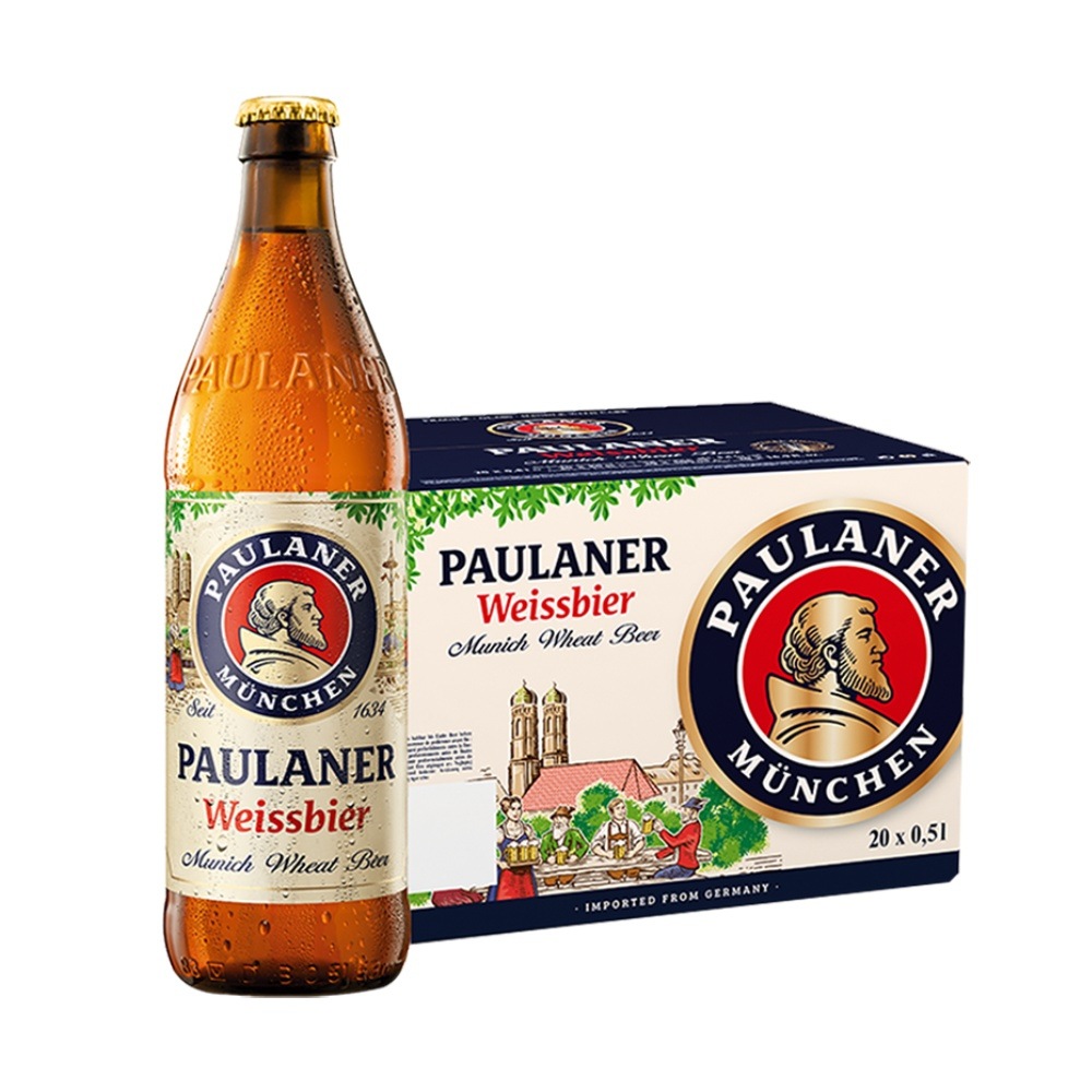 柏龙 德国进口 500ml整箱20大瓶装 酒吧热销 浓度 精酿原浆白啤酒
