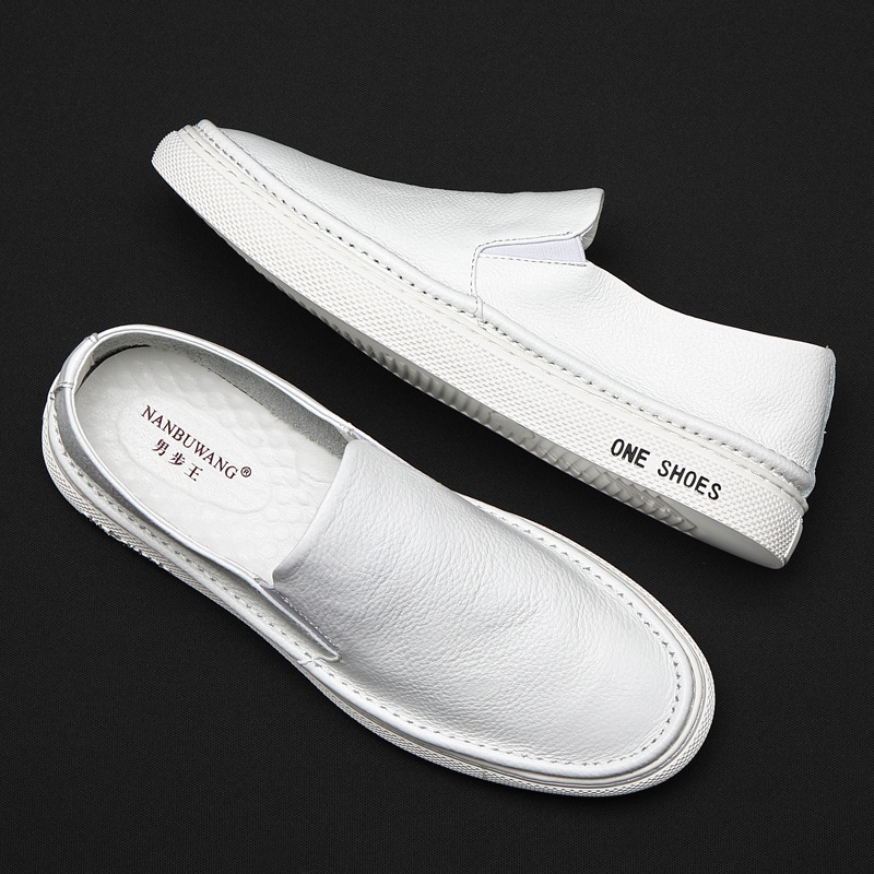 豆豆鞋男2024新款透气软底百搭一脚蹬懒人乐福鞋子男士小白鞋