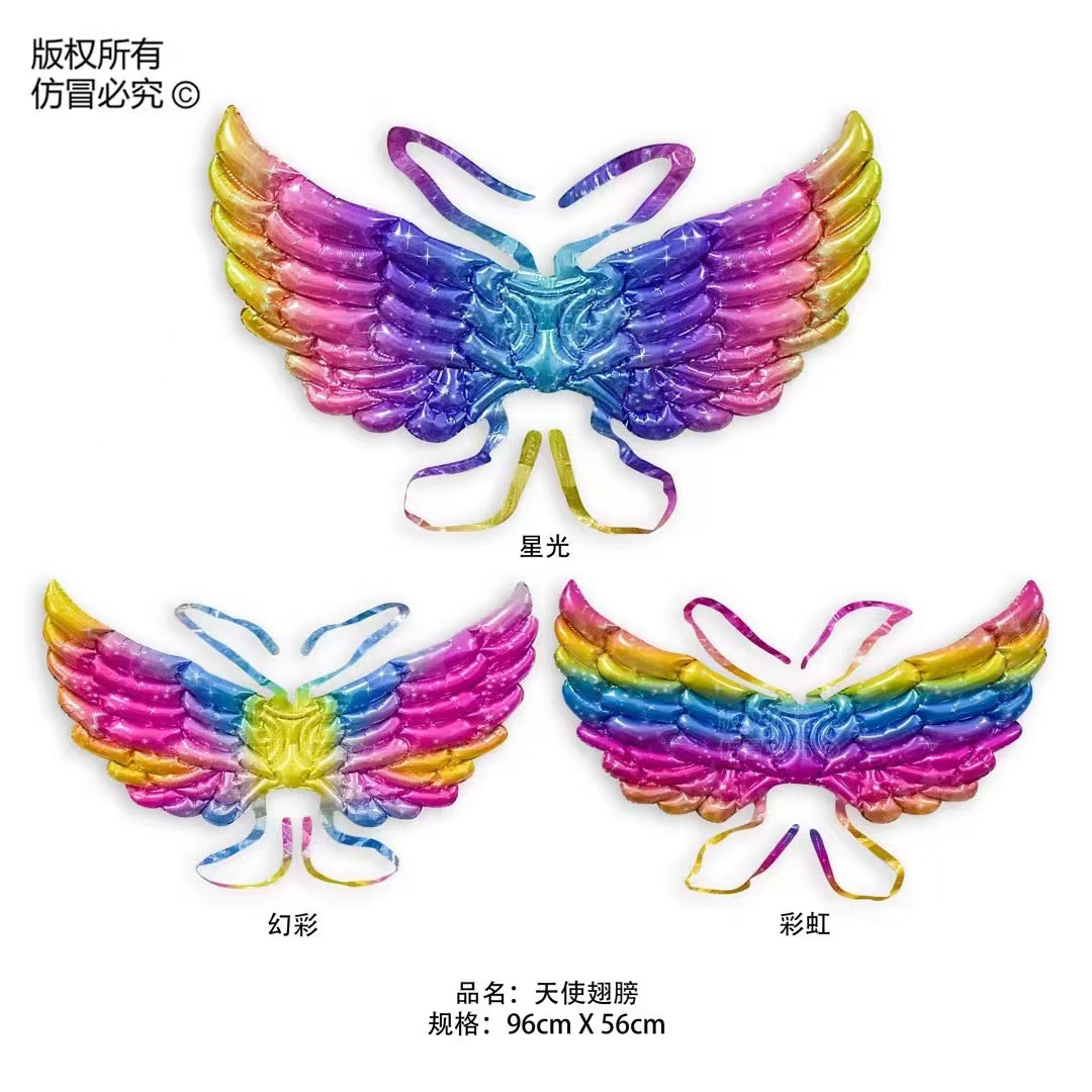 Butterfly Wings Balloon Wholesale Angel Aluminum Film Macaron Baby Children Sisters Birthday Party Layout Photo