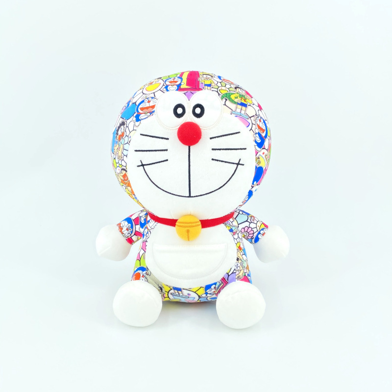 正版doraemon哆啦a梦毛绒玩具 村上隆 机器猫 公仔蓝胖子李现同款