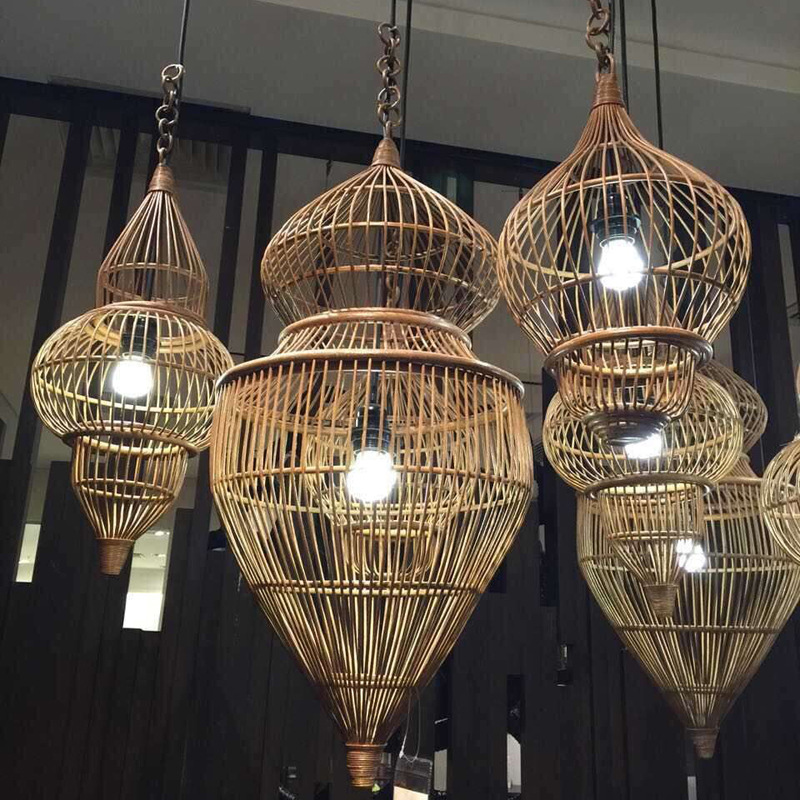 东南亚藤编灯手工藤艺设计师款艺术装置灯客厅餐厅灯会所饭店吊灯