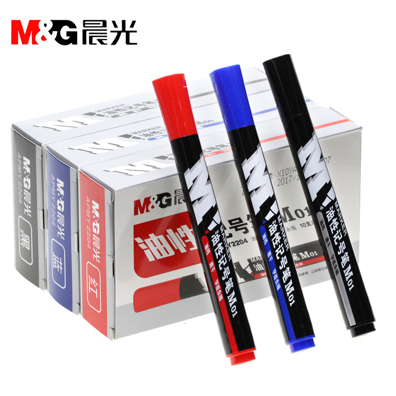 Chenguang Marking Pen Thick Black Mark Pen Waterproof Logistics Express Pen Wholesale Single Head Marker Y2204