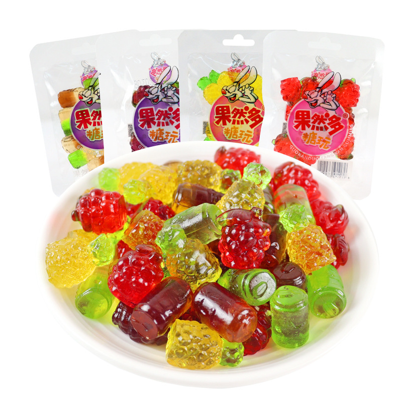 果然多3d橡皮糖草莓形葡萄型菠萝型易拉罐型一袋5斤(一箱2包)