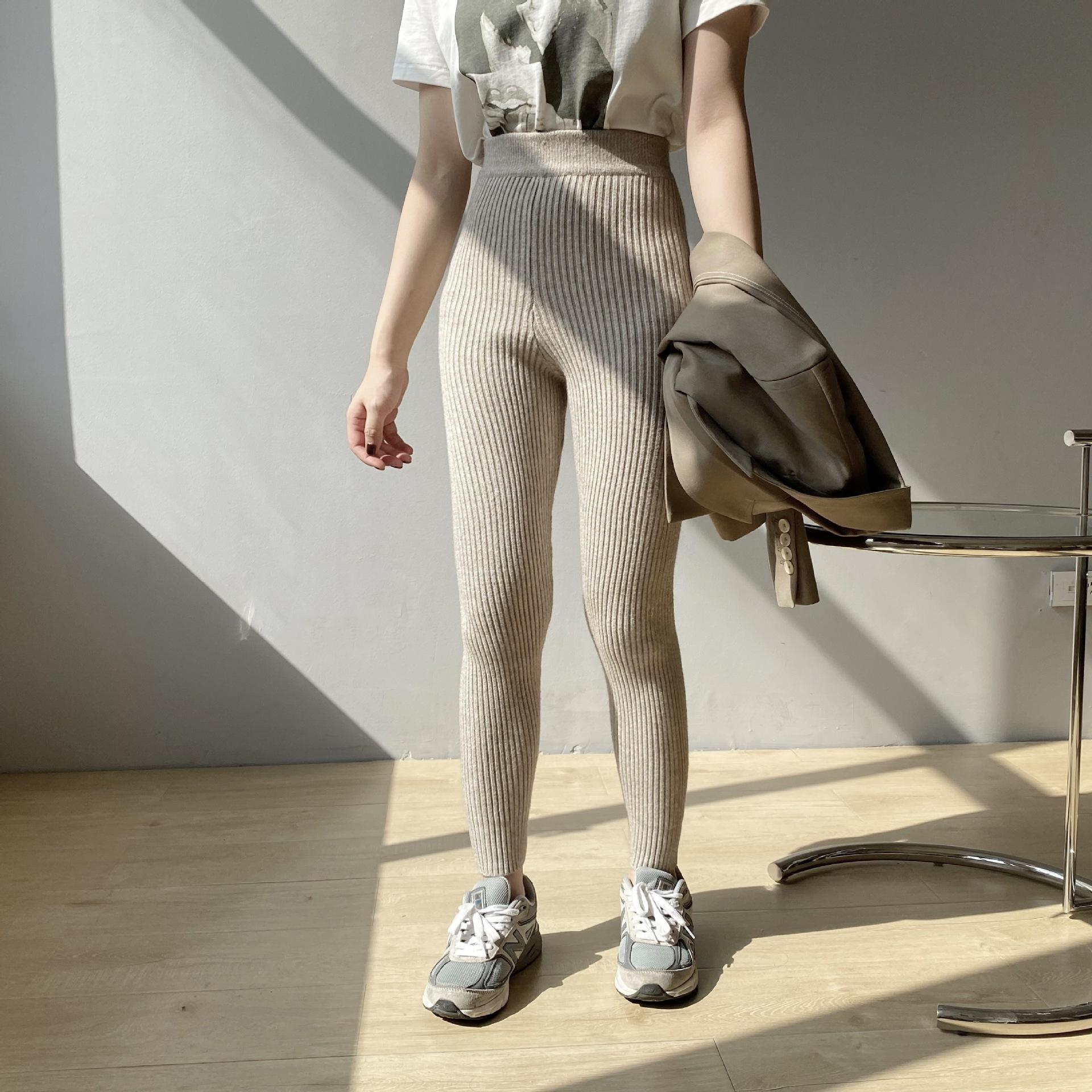 嘉织8t8209打底外穿百搭紧身显瘦螺纹毛裤针织九分小脚裤2022新款