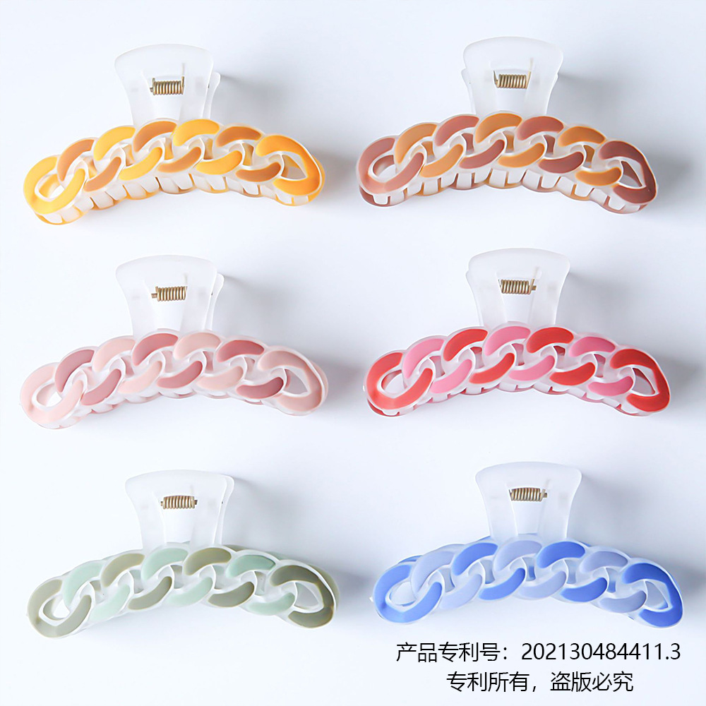 korean style grip transparent plastic amber chain barrettes simple large back head hair clip for bath twist hair accessories