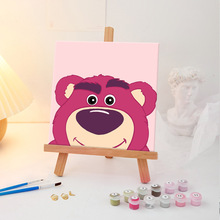 草莓熊数字油画diy填色涂鸦画画儿童卡通手工丙烯填充油彩装饰画