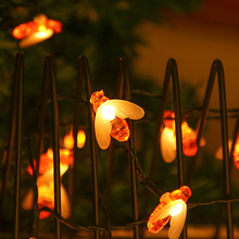 太阳能灯串亚马逊推荐小蜜蜂灯串防水户外装饰灯圣诞节装饰彩灯
