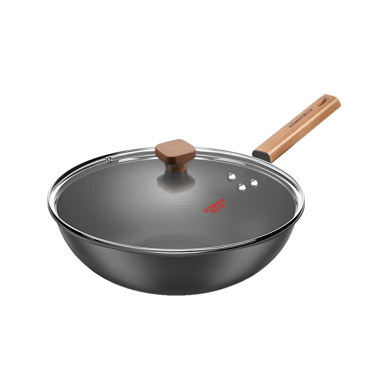 Kangbach Iron Pot Household Uncoated Wok Multi-Layer Composite Iron Pot round Bottom Old-Fashioned Frying Pan Not Easy to Stick Pot