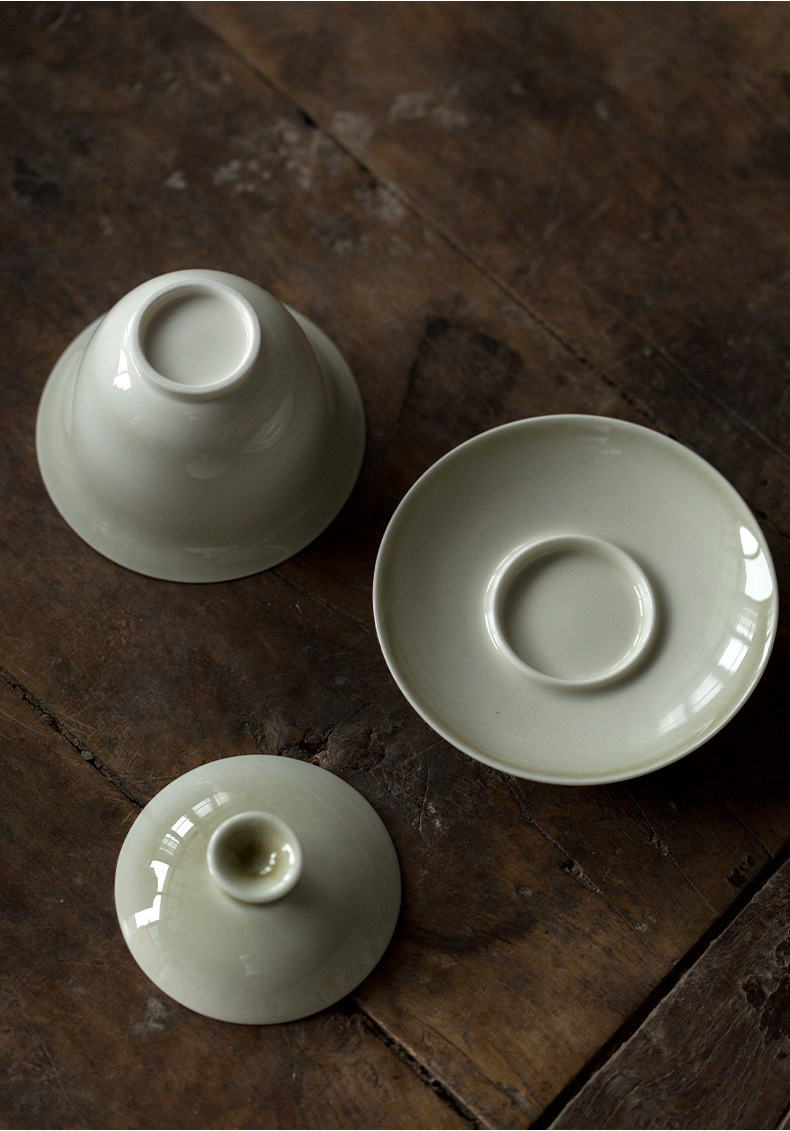 草木灰三才盖碗泡茶碗岩茶碗功夫茶具套组盖碗茶杯单个盖碗套装