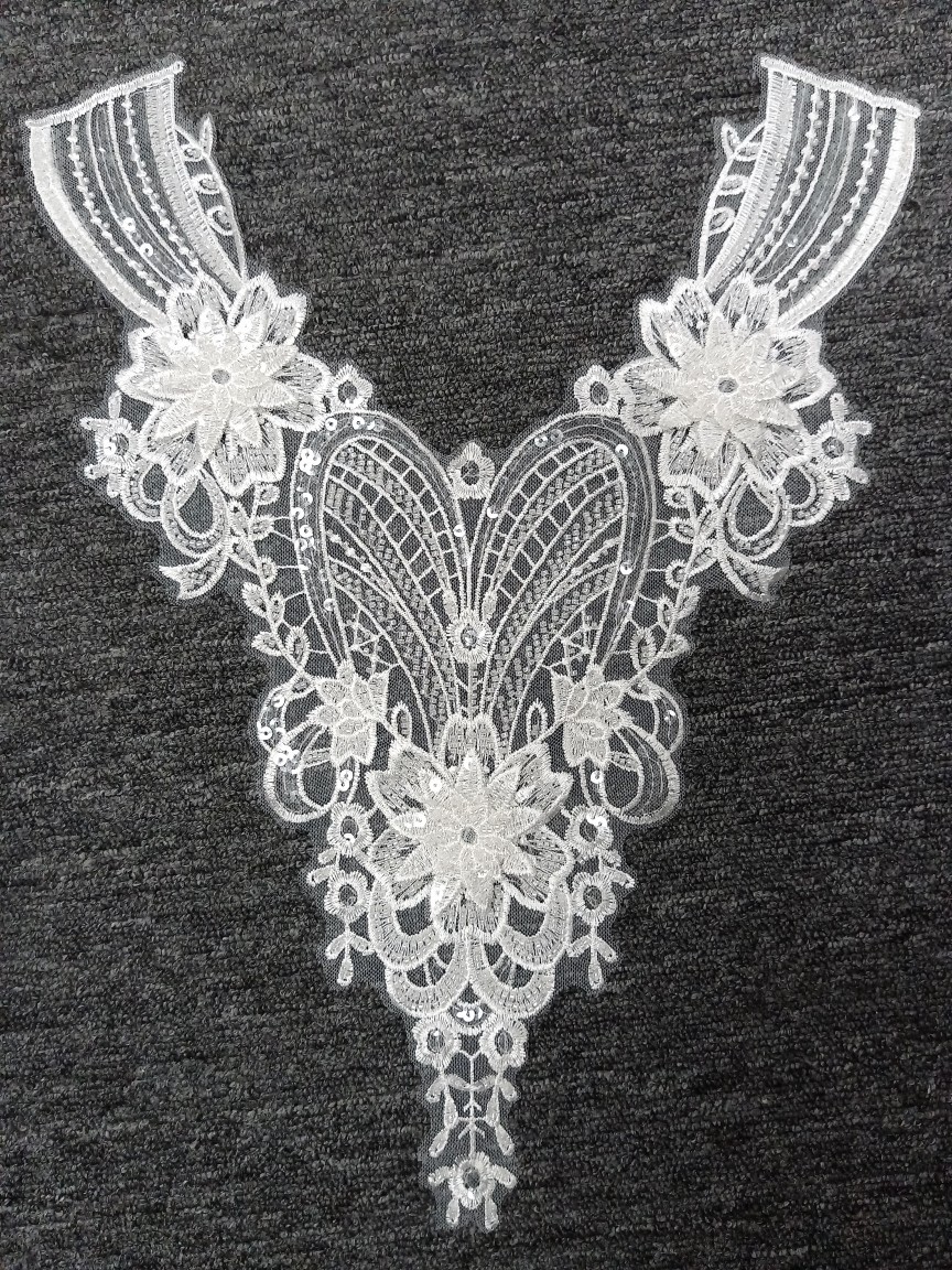 2022镂空刺绣涤纶领口装饰重工婚纱礼服服装配件diy缝纫花边辅料