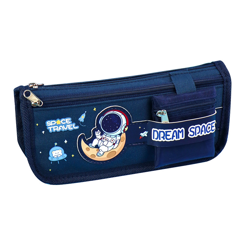 Internet Celebrity Large Capacity Canvas Pen Bag Japanese Junior High School Student Ultraman Pencil Bag Multi-Functional Astronaut Stationery Case