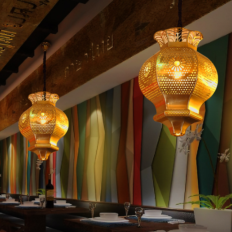 Exotic Style Xinjiang Restaurant Chandelier B & B Bar Quiet Bar Iron Decorative Card Holder Chandelier Southeast Asia Thai Lamp