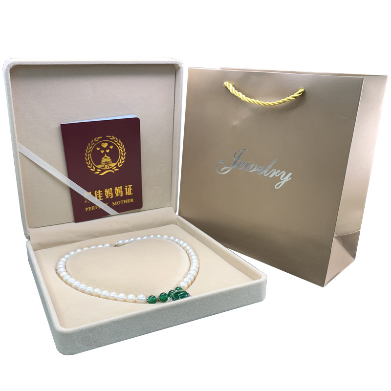 Ornament Natural Freshwater Pearl Necklace S925 Silver Embeded Jade Pith Buddha All-Match Suit Mother's Day Gift