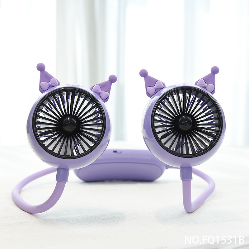 New Cartoon Halter Little Fan USB Charging Mini Portable Fan Cute Student Gift Fan Wholesale