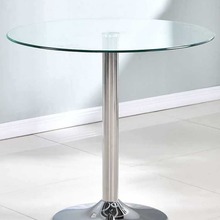 V1ZA玻璃桌子圆钢化家用小户型阳台桌子玻璃餐桌简约洽谈桌玻璃小