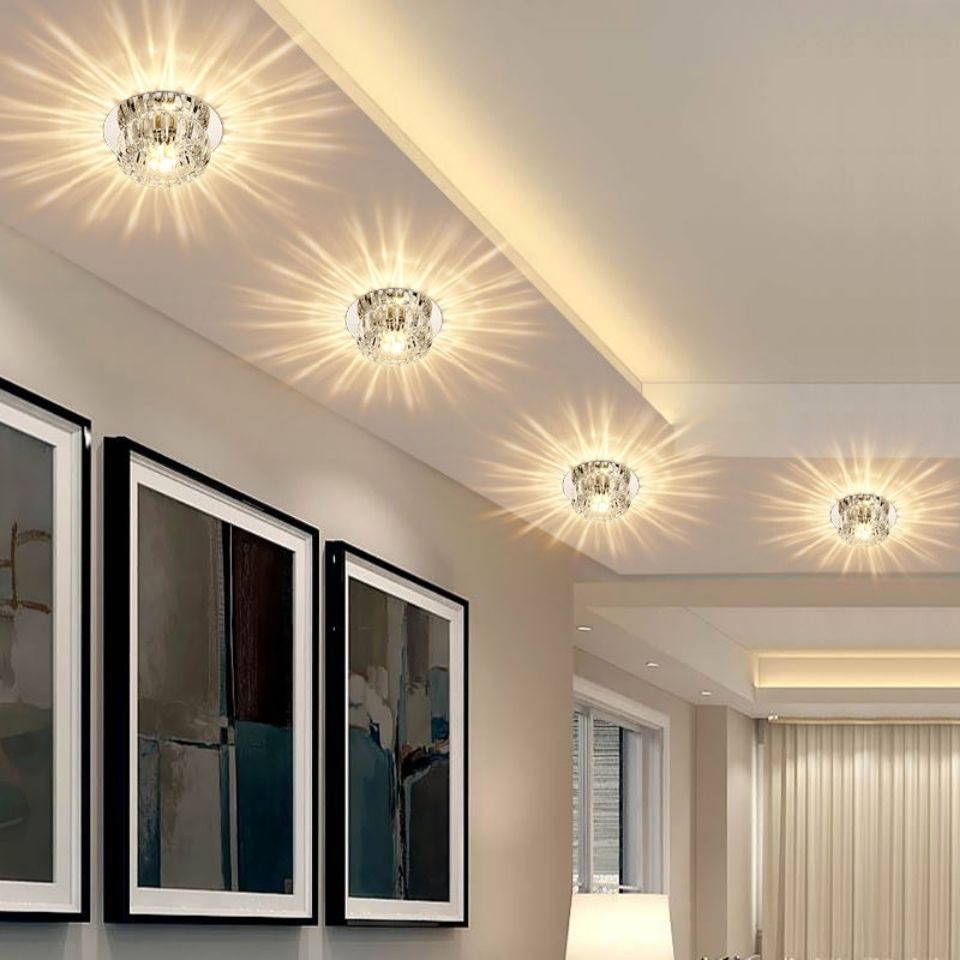 0成交3件水晶筒灯led天花灯嵌入式过道造型孔灯走廊灯七彩玄关吸