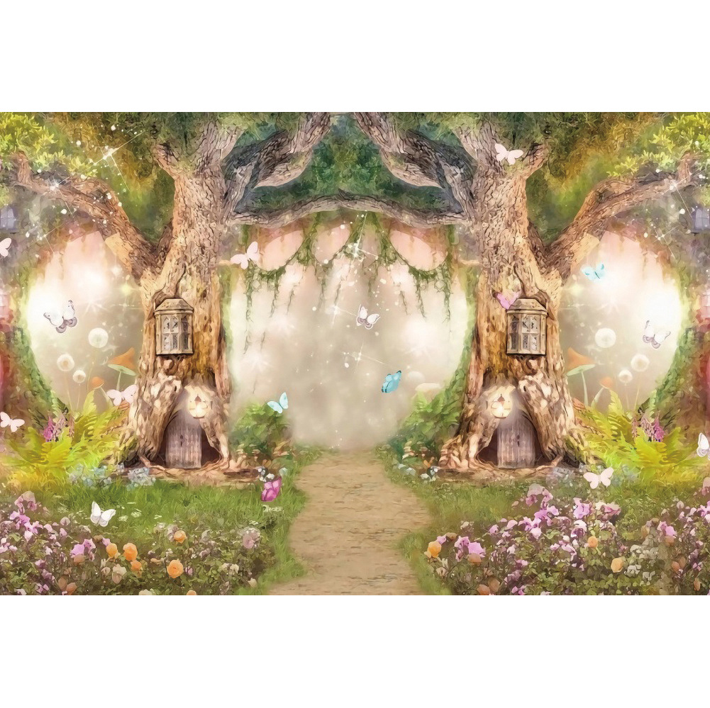 夏天丛林森林仙境童话梦幻外贸跨境新款写真材质摄影背景布影楼