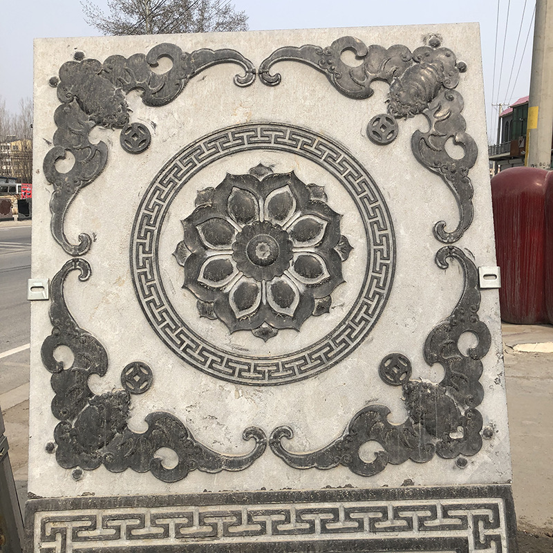 工厂定制石雕仿古地砖雕花中式家居庭院缕空样式青石地雕浮雕壁画