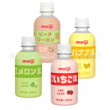 批发 meiji明治草莓香蕉哈密瓜白桃乌龙味果味含乳牛奶饮料220ml