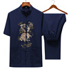 middle age Short sleeved Tang costume Flax Uniforms Chinese style Hanfu ventilation Middle and old age Men's dad Summer wear middle age Short sleeved Tang costume Flax Uniforms Chinese style Hanfu ventilation Middle and old age Men's dad Summer wear