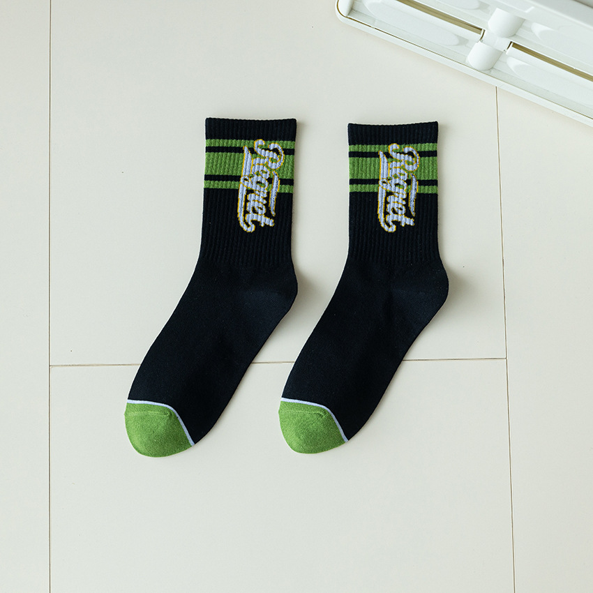 Autumn and Winter New Men's Stockings Casual Letter Pattern Long Tube Sports Cotton Socks Leisure Sports Style Cross-Border Supply