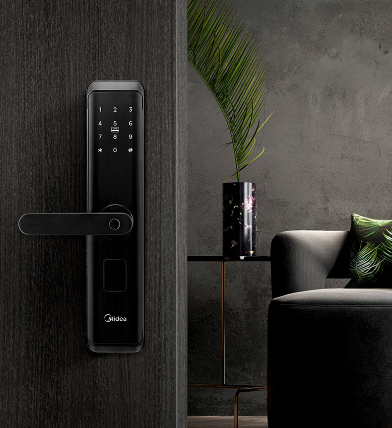 美的指纹锁家用防盗门智能锁刷卡锁电子门锁c级锁芯密码锁 bf105