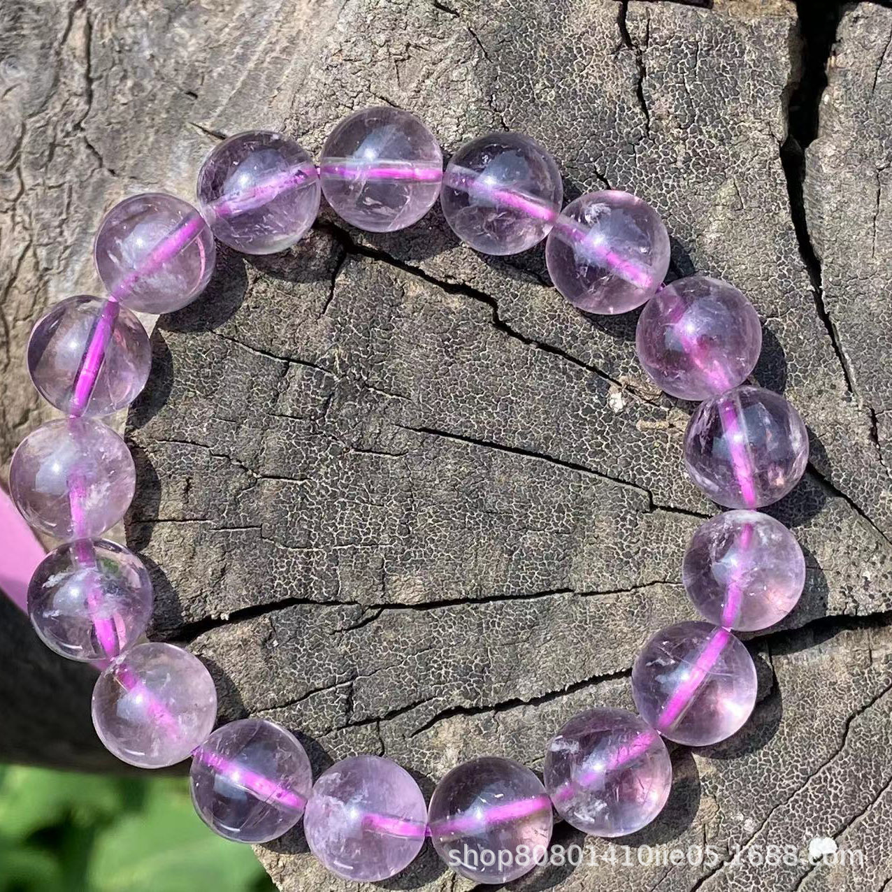 曦年饰品天然紫水晶散珠 diy饰品配件乌拉圭紫水晶手链圆珠半成品