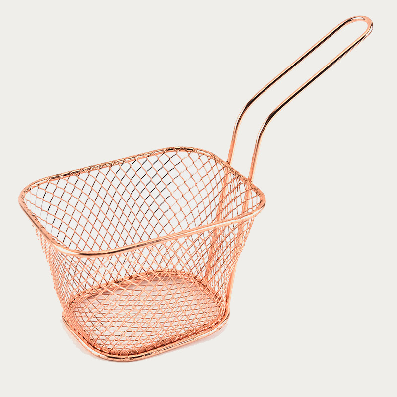 Cross-Border Stainless Steel French Fries Fried Basket Western Food Snack Food Basket Fried Mesh Basket Oil-Proof Oil Draining Rack Basket Rack