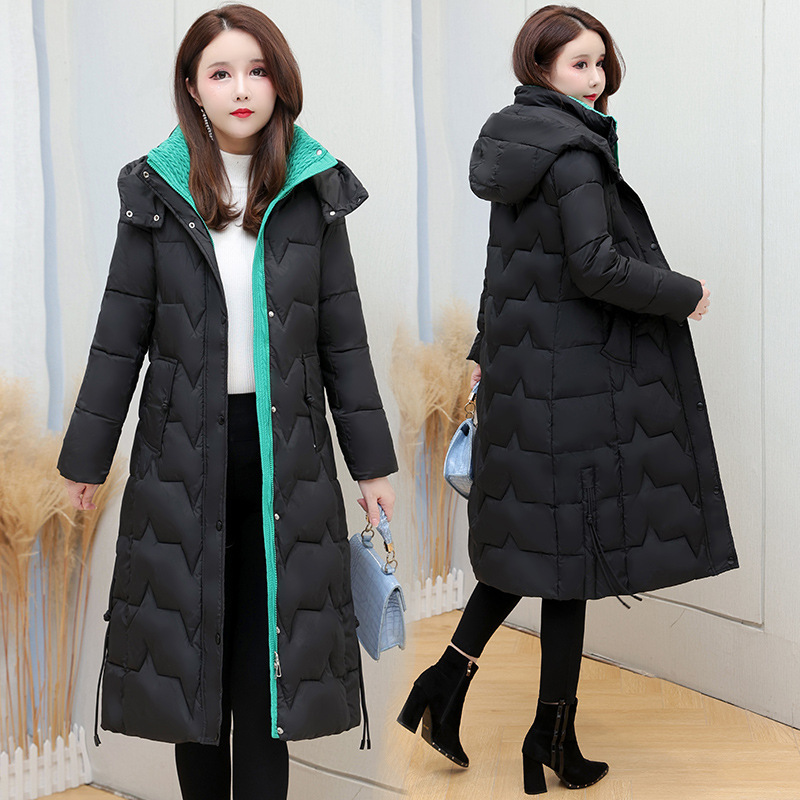 品牌外套2023年冬季新款韩版中长款时尚过膝连帽爆款高端羽绒服女
