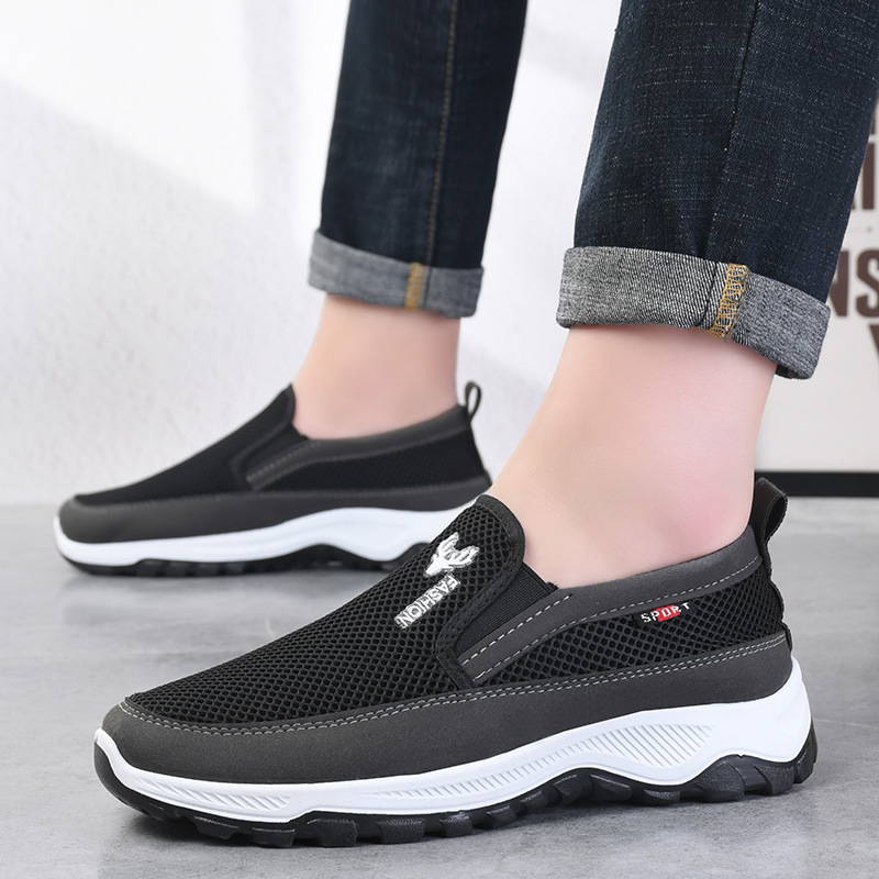 [Big Wholesale] Middle-Aged and Elderly Men's Walking Shoes Breathable Soft Bottom Non-Slip Comfortable Mesh Shoes Casual Shoes Cloth Shoes Men