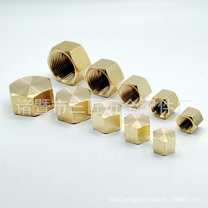 黄铜内丝堵头 1/8 1/4 3/8 1/2 3/4 NPT 内丝管帽 盖帽 六角堵头