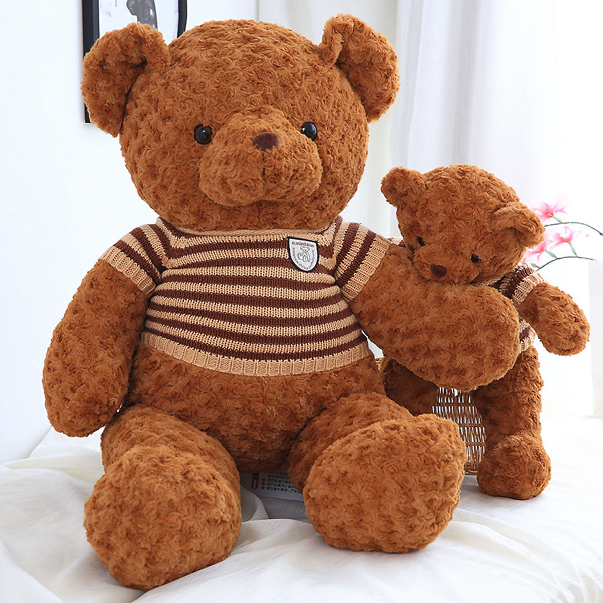 卡通条纹毛衣熊公仔毛绒玩具泰迪熊大狗熊抱抱熊玩偶女生生日礼物