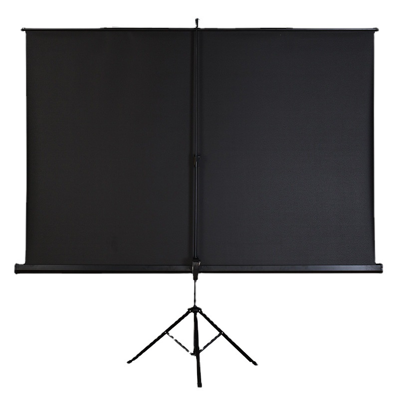 得力50495投影幕幕布高清白塑办公投影幕布16:10黑色100英寸支架