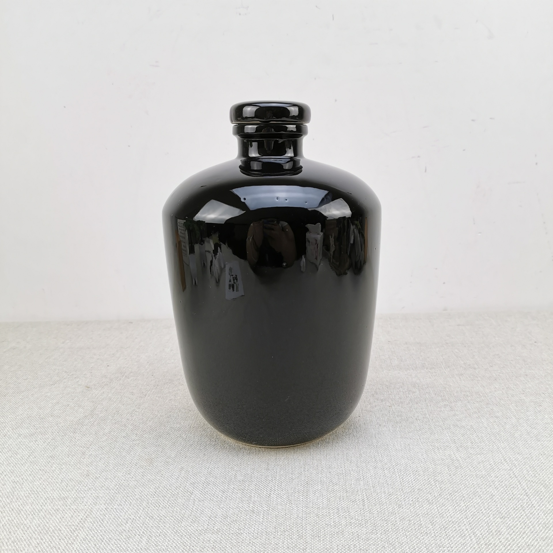 亮黑陶瓷酒瓶3斤装1500ml陶瓷酒瓶土陶酒坛子仿古空酒瓶子