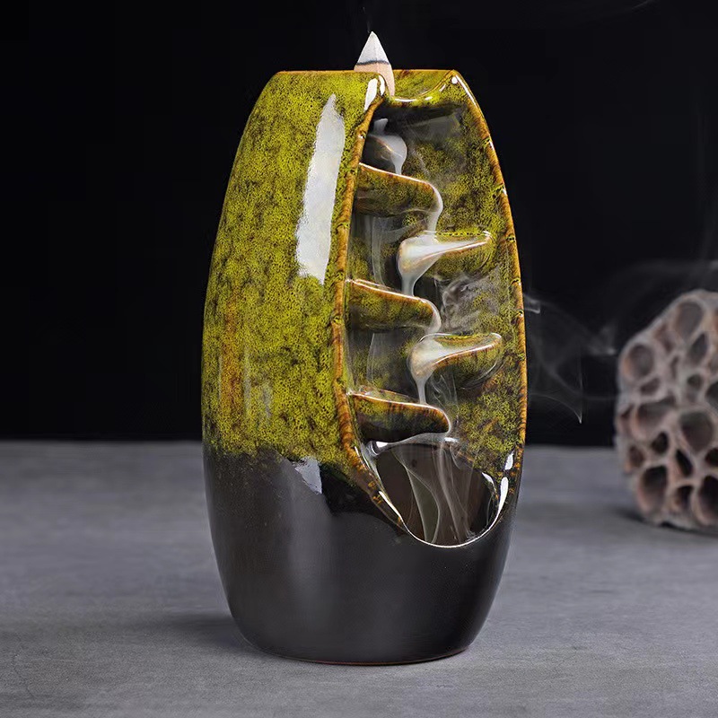 Cross-Border New Medium-Sized Backflow Incense Burner Color Ceramic Crafts Decoration Incense Burner Incense Burner Line Incense