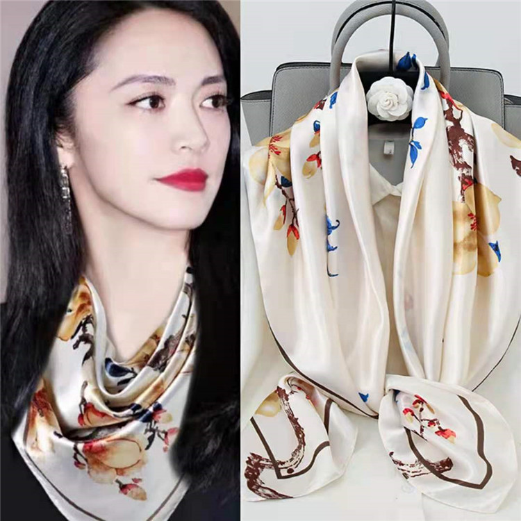 90 Large Kerchief Silk Scarf Summer Scarf Simple Fashion Ice Silk Mother's Day Women's Day Gift