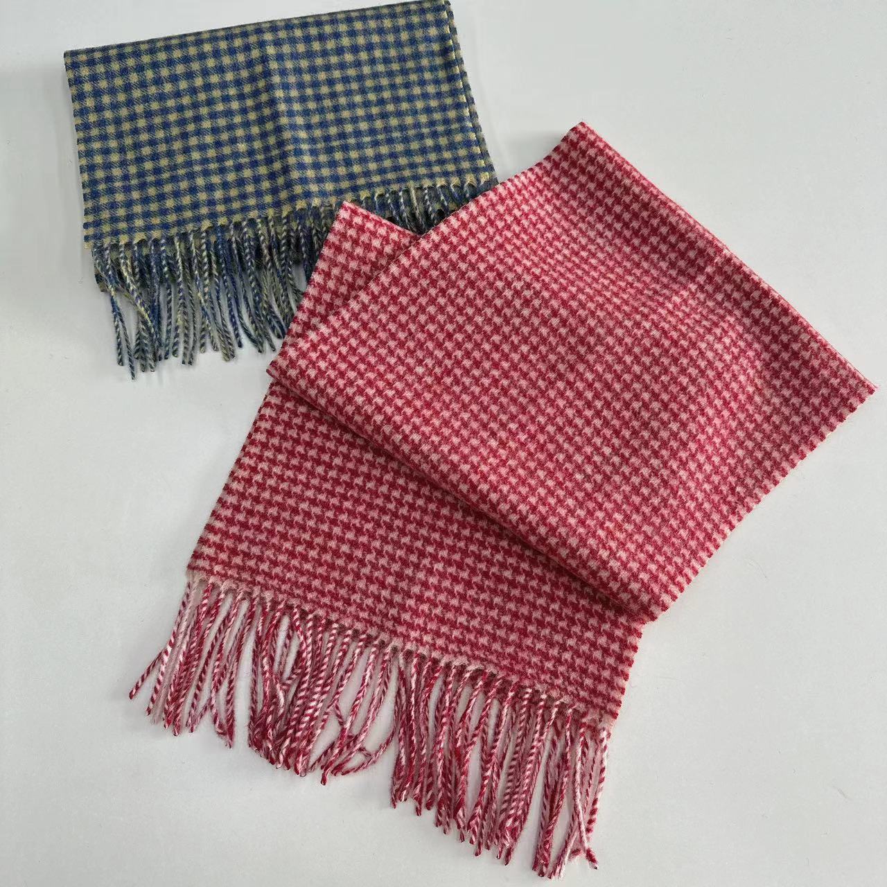 秋冬韩国吴小姐代购款羊毛围巾格纹复古英伦100羊毛披肩围脖现货