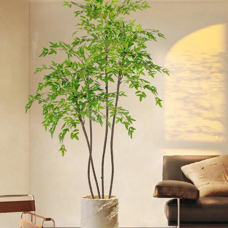 南天竹仿真绿植室内大型盆栽客厅电视柜装饰摆件落地假植物仿真花