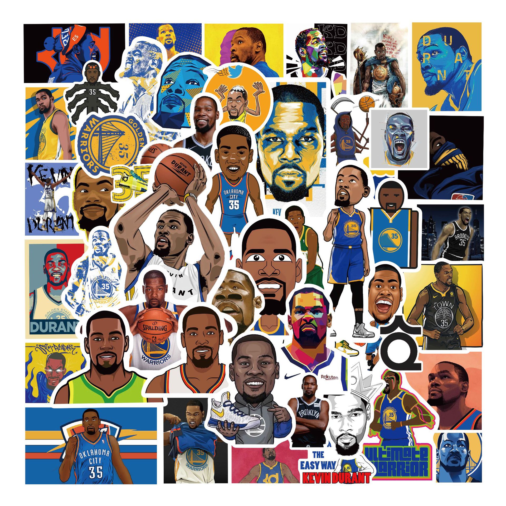 50张凯文·杜兰特nba明星贴纸涂鸦装饰贴 行李箱笔记本冰箱头像贴