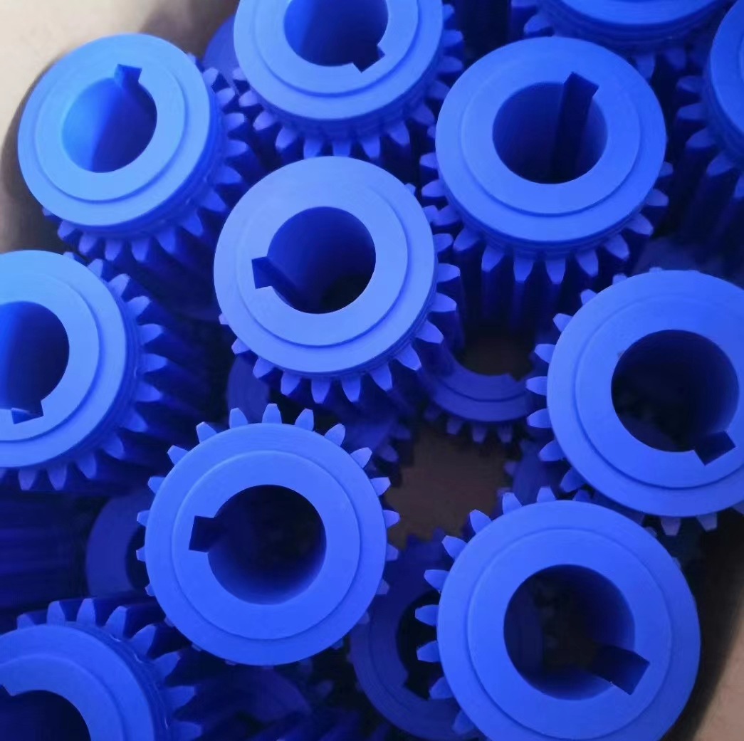蓝色耐磨尼龙齿轮斜齿轮塑料齿轮外齿轮内扣齿轮工农业橡胶塑料轮