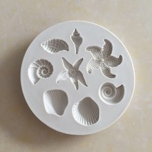 海洋生物海螺巧克力模海星翻糖蛋糕硅胶模具贝壳厨房液态蛋糕模