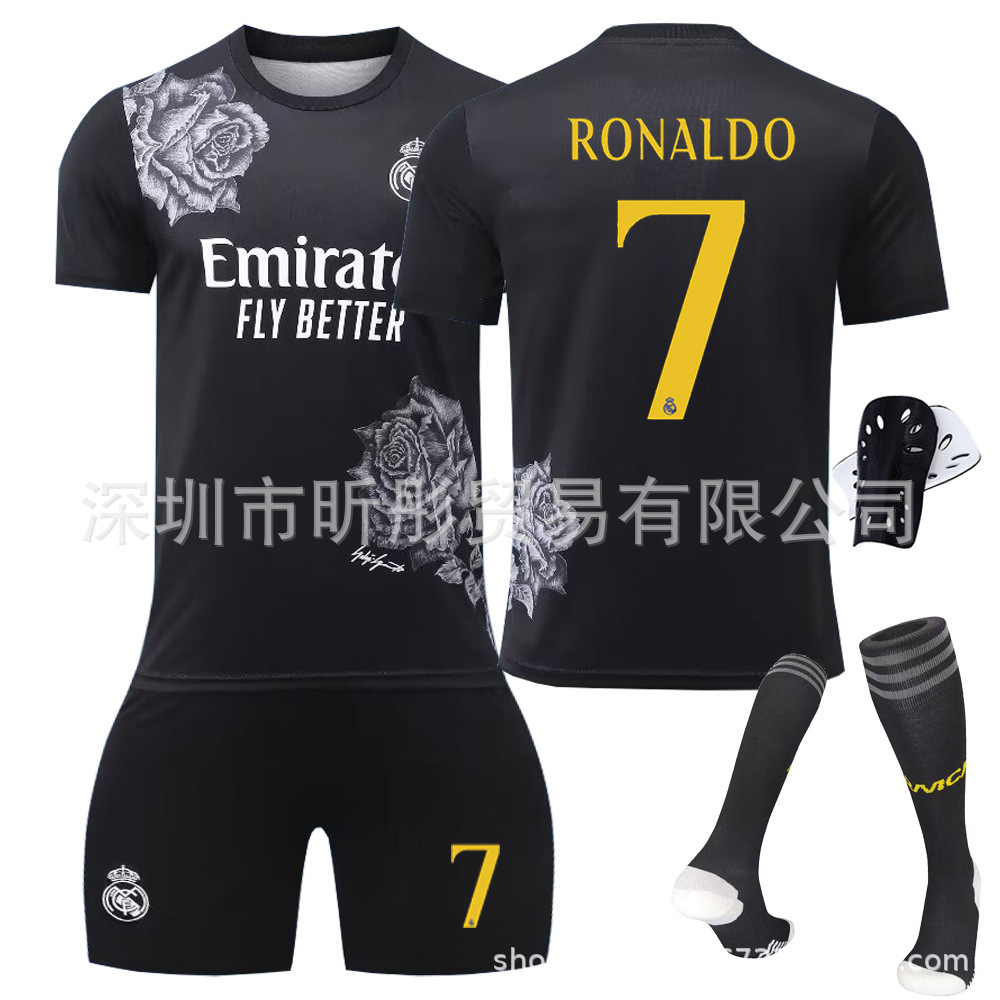2425皇马足球服y3黑色联名球衣 5贝林厄姆7罗纳尔多10姆巴佩球衣