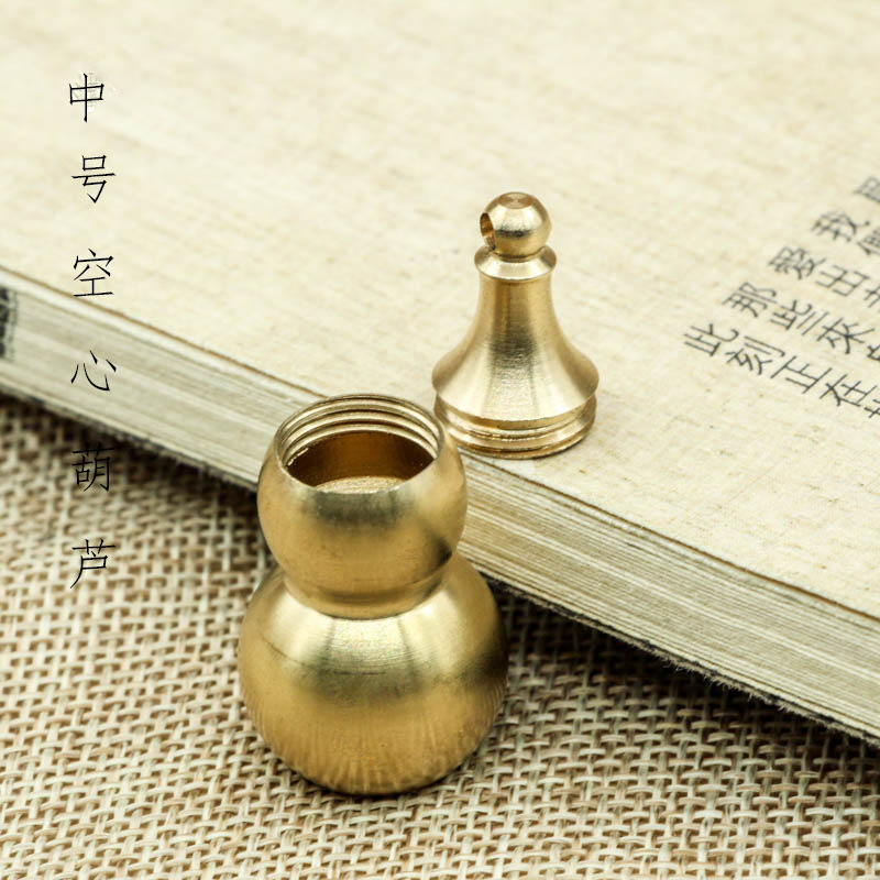 复古做旧纯黄铜空心葫芦摆件居家铜制品工艺品可拧开铜葫芦挂饰批