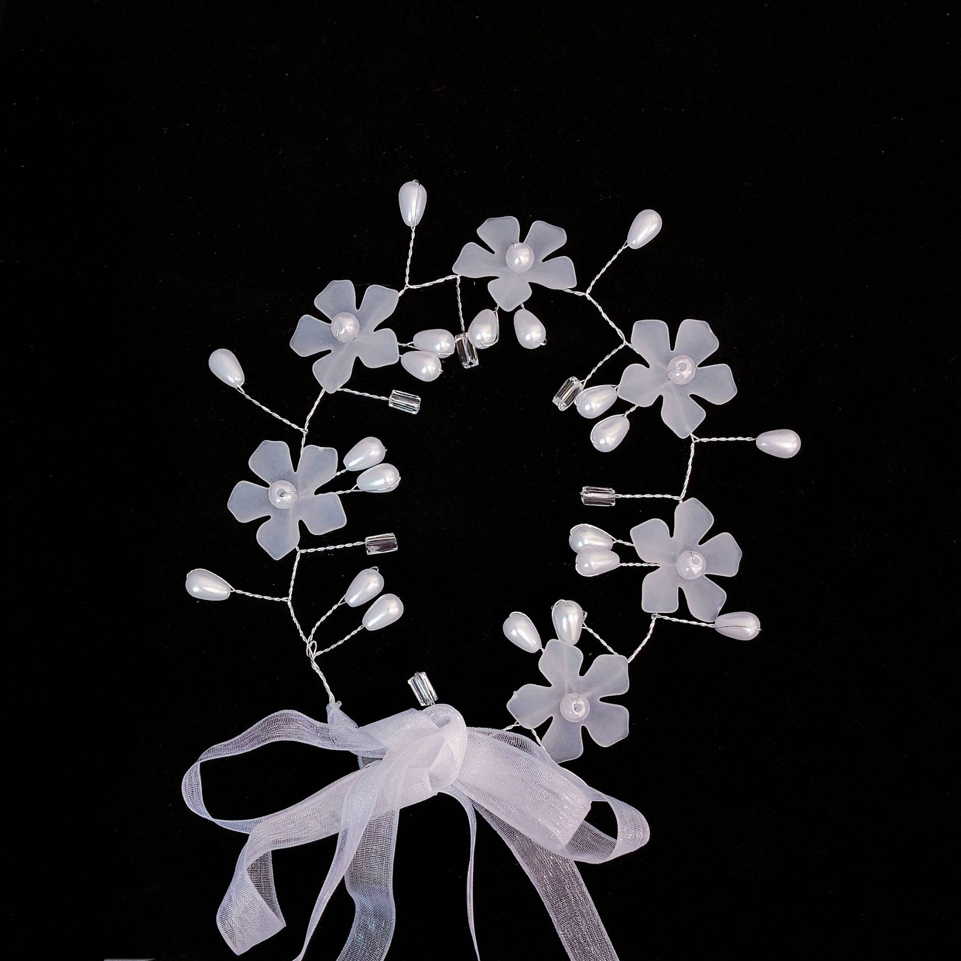 新娘头饰发带仙气金属盘发头饰结婚摄影头花ins小花头带一件代发