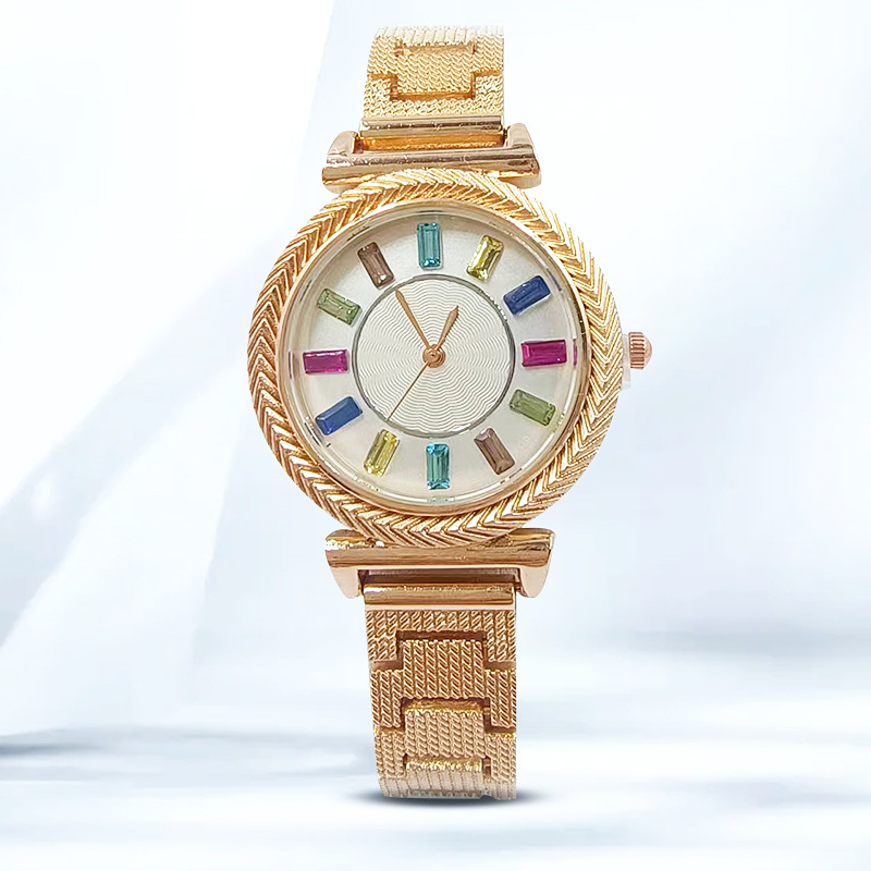 新款满钻七彩色防水奢华时尚女士手表抖音快手一件代发手表女
