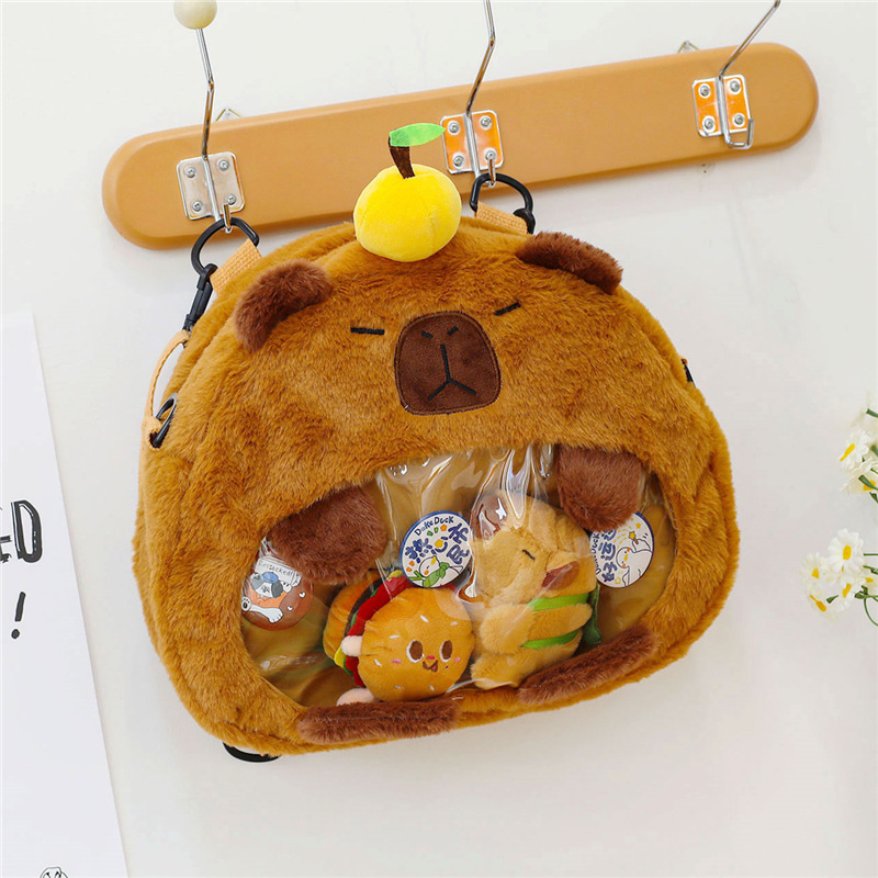 2024 new capabala plush capybara backpack cute plush bag female cartoon student small bag wholesale